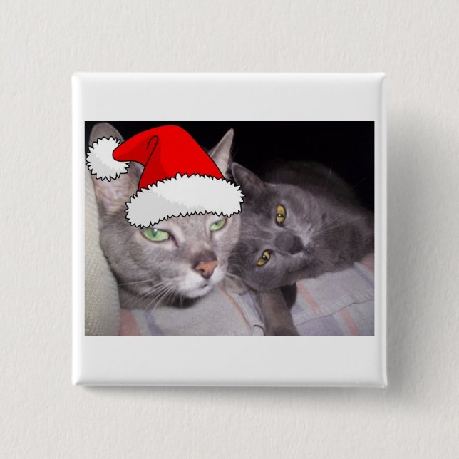 Bóton Quadrado 5.08cm Gatos de Natal (Frente)