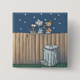 Bóton Quadrado 5.08cm Gatos do beco em um botão de cerca