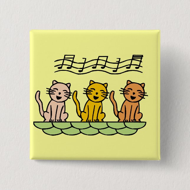 Bóton Quadrado 5.08cm Gatos do canto camiseta e presentes (Frente)