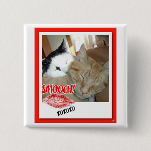 Bóton Quadrado 5.08cm Gatos do dia de os namorados