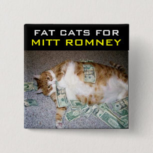 Bóton Quadrado 5.08cm Gatos gordos para Mitt Romney
