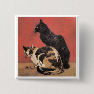 Bóton Quadrado 5.08cm Gatos, pintura por Theophile Steinlen,