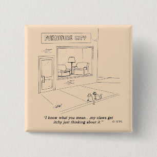 Bóton Quadrado 5.08cm Gatos que agarram a mobília