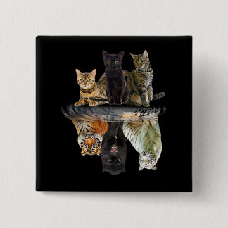 Bóton Quadrado 5.08cm Gatos Refletem Amigos De Gato Tigre