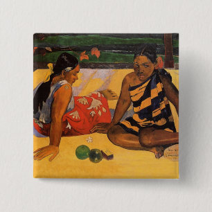 Bóton Quadrado 5.08cm Gauguin French Polynesia Tahiti Women Painting