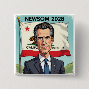 Bóton Quadrado 5.08cm Gavin Newsom para Presidente 2028