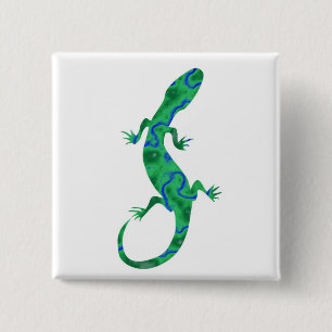 Bóton Quadrado 5.08cm Geco verde Deco de espécie