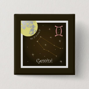 Bóton Quadrado 5.08cm Gemini May 21 to June 21 Button
