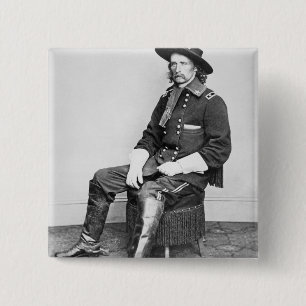 Bóton Quadrado 5.08cm General George A. Custer (foto de b/w)