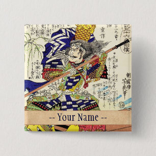 Bóton Quadrado 5.08cm General japonês do guerreiro do samurai do vintag
