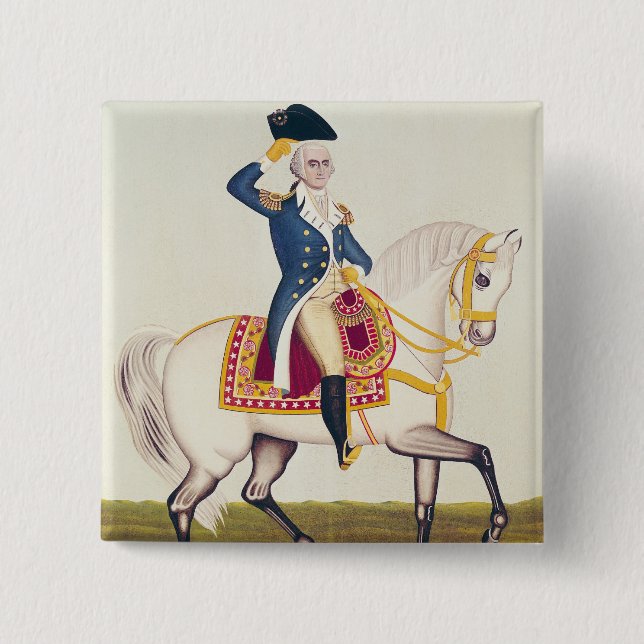 Bóton Quadrado 5.08cm General Washington em um carregador branco, c.1835 (Frente)