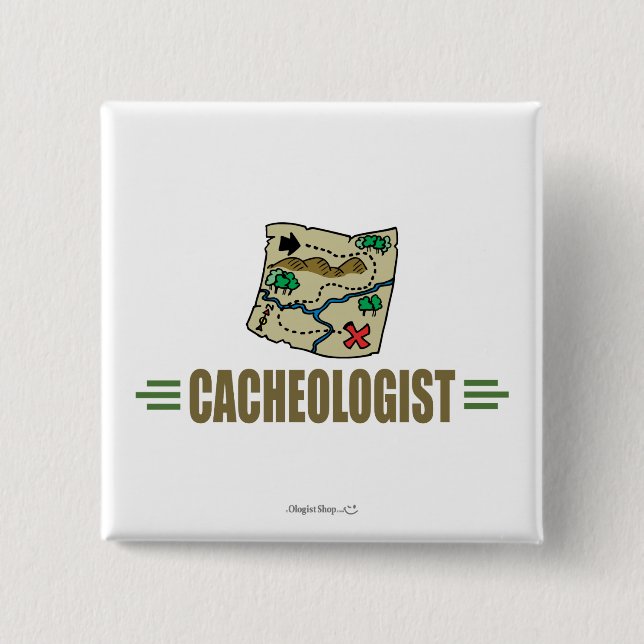 Bóton Quadrado 5.08cm Geocaching Humorístico (Frente)