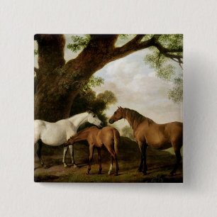 Bóton Quadrado 5.08cm George Stubbs duas éguas de Shafto e um potro,