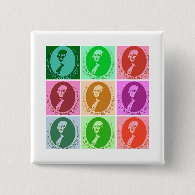 Bóton Quadrado 5.08cm George Washington Abstrato (Frente)