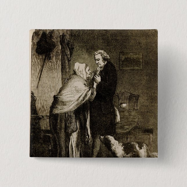 Bóton Quadrado 5.08cm George Washington e sua mãe (Frente)