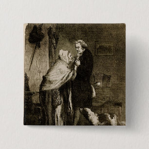 Bóton Quadrado 5.08cm George Washington e sua mãe
