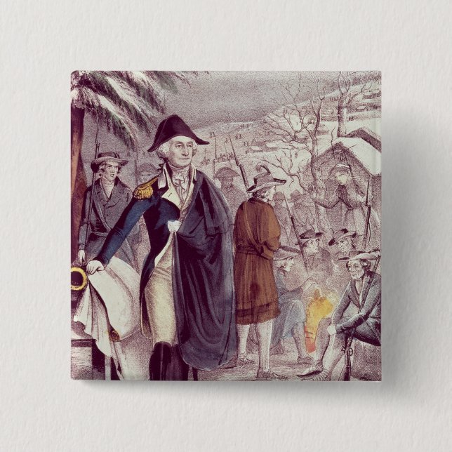 Bóton Quadrado 5.08cm George Washington na forja do vale (Frente)