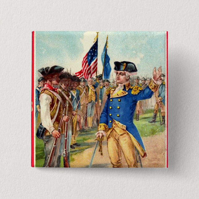Bóton Quadrado 5.08cm George Washington Patriotic (Frente)