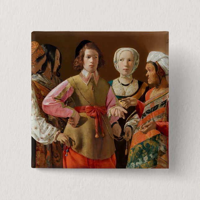 Bóton Quadrado 5.08cm Georges de la Tour - O Teller da Fortuna (Frente)