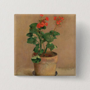 Bóton Quadrado 5.08cm Gerânio em um pote, c.1905 (óleo em canvas)