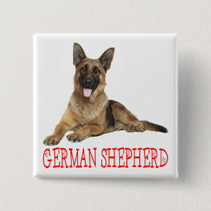 Bóton Quadrado 5.08cm German shepherd Cachorro Vermelho Botão de Amor