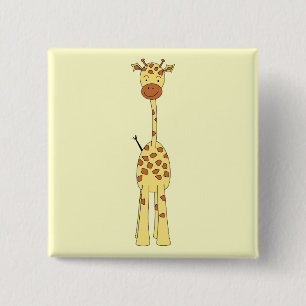 Bóton Quadrado 5.08cm Girafa bonito alto. Animal dos desenhos animados