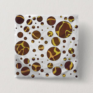 Bóton Quadrado 5.08cm Girafa Brown e Impressão amarelo