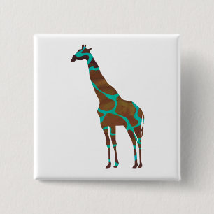 Bóton Quadrado 5.08cm Girafa Brown e impressão da cerceta