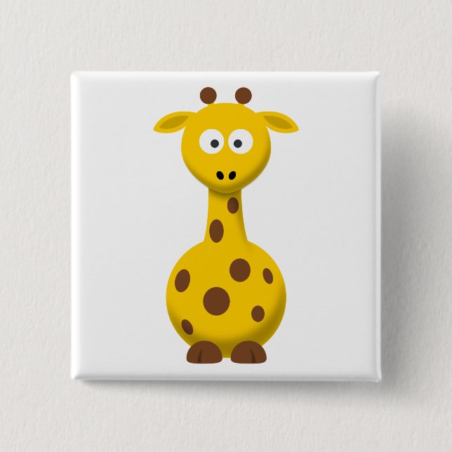 Bóton Quadrado 5.08cm Girafa de desenho animado (Frente)