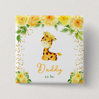 Bóton Quadrado 5.08cm Girafa Floral Amarelo Papai Para Ser