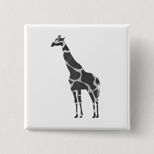 Bóton Quadrado 5.08cm Giraffe Black e Cinza Silhoutte (Frente)