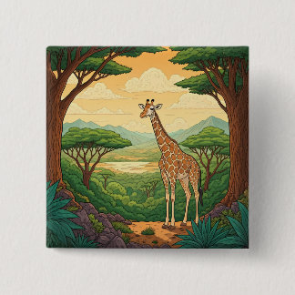 Bóton Quadrado 5.08cm Giraffe standing in a wilderness setting