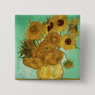 Bóton Quadrado 5.08cm Girassóis de Vincent van Gogh , 1888
