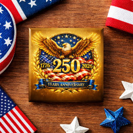Bóton Quadrado 5.08cm Glittered Semiquincentennial Eagle Emblem