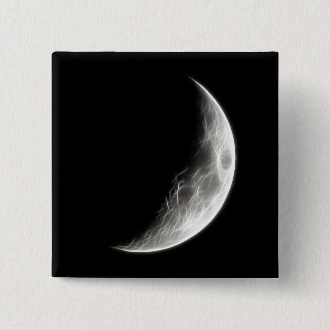 Bóton Quadrado 5.08cm Globo lunar do planeta da lua de um quarto (Frente)