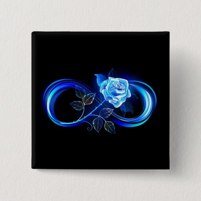Bóton Quadrado 5.08cm Glowing infinity with blue rose (Frente)