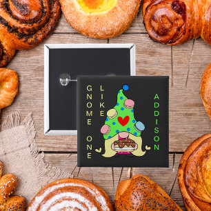 Bóton Quadrado 5.08cm Gnomo Um Como Seu Nome Cookies Que Bolo Coração