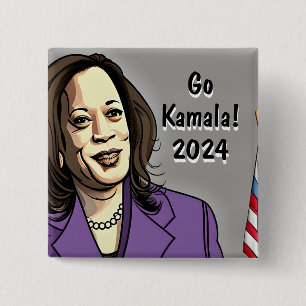 Bóton Quadrado 5.08cm Go Kamala 2024 Eleição Presidencial Dos EUA