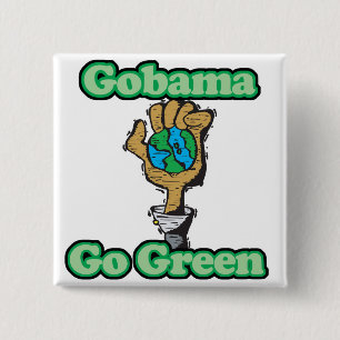 Bóton Quadrado 5.08cm Go Obama Go Green