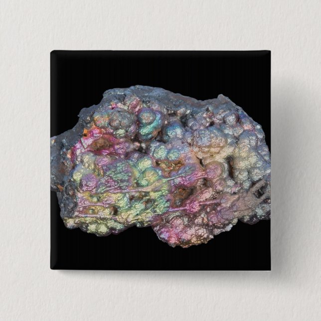 Bóton Quadrado 5.08cm Goethite que mostra o Iridescence (Frente)