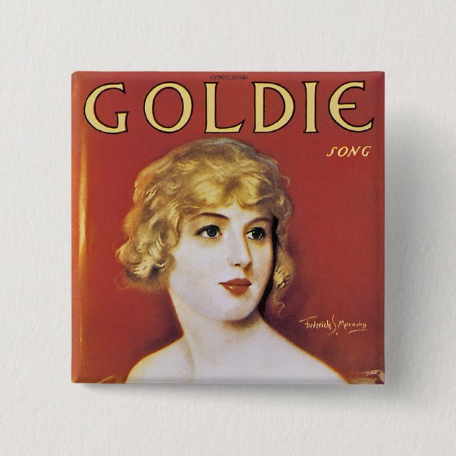 Bóton Quadrado 5.08cm Goldie Song (Frente)