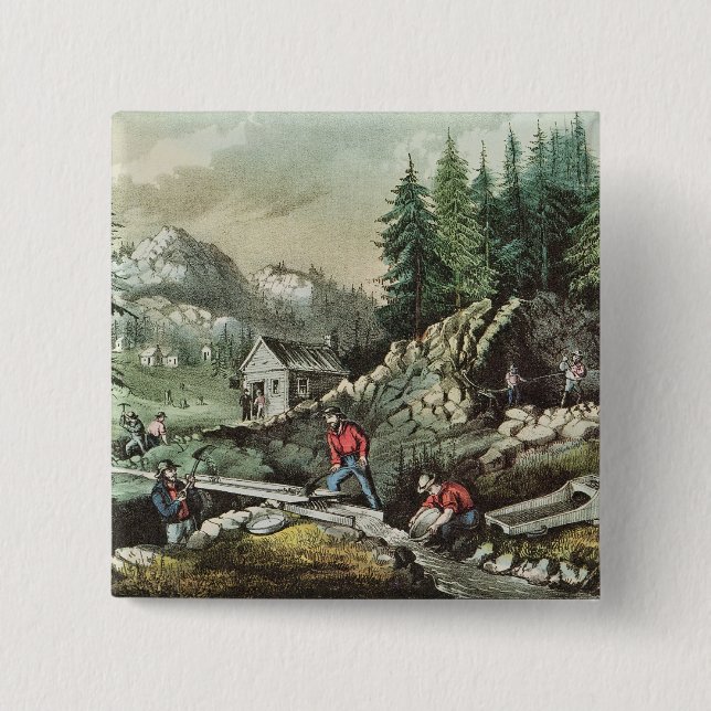 Bóton Quadrado 5.08cm Goldmining em Califórnia, 1871 (Frente)
