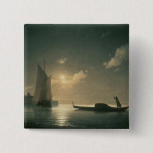 Bóton Quadrado 5.08cm Gondolier no mar em a noite, 1843