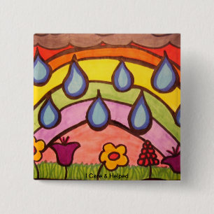 Bóton Quadrado 5.08cm Gotas de chuva suaves