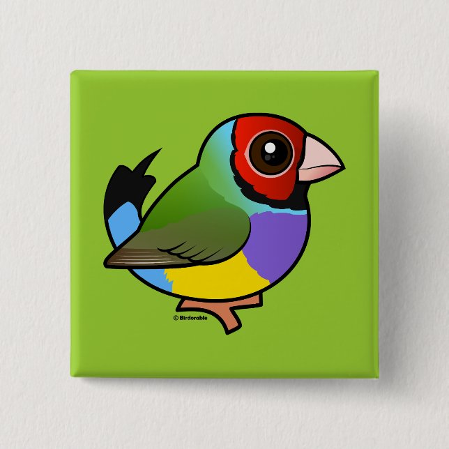 Bóton Quadrado 5.08cm Gouldian Finch (Frente)
