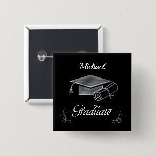 Bóton Quadrado 5.08cm Graduação Black & Silver, Boné e Diploma