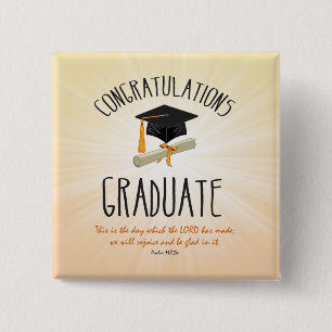 Bóton Quadrado 5.08cm Graduação religiosa Dourada Starburst com Boné 