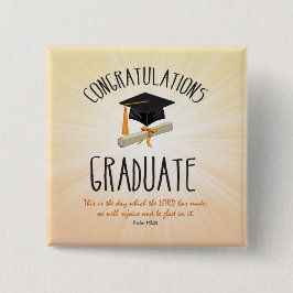 Bóton Quadrado 5.08cm Graduação religiosa Dourada Starburst com Boné Neg