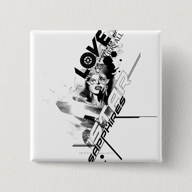 Bóton Quadrado 5.08cm Gráfico 9 da safira de estrela (Frente)