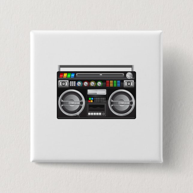 Bóton Quadrado 5.08cm gráfico blaster do gueto da boombox (Frente)
